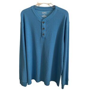 Cremeux Mens Blue Henley Long Sleeve Premium Denim Shirt XL Everyday Wear